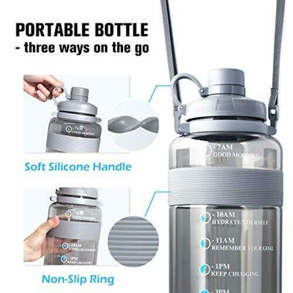 Sports Water Bottle with Strap Portable Motivational with Time Mark Large size - Picture 12 of 16
